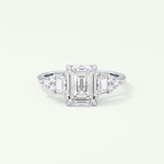 2.0 CT  Emerald Cut Cluster Style Lab Grown Diamond Engagement Ring