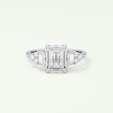 2.0 CT  Emerald Cut Cluster Style Lab Grown Diamond Engagement Ring