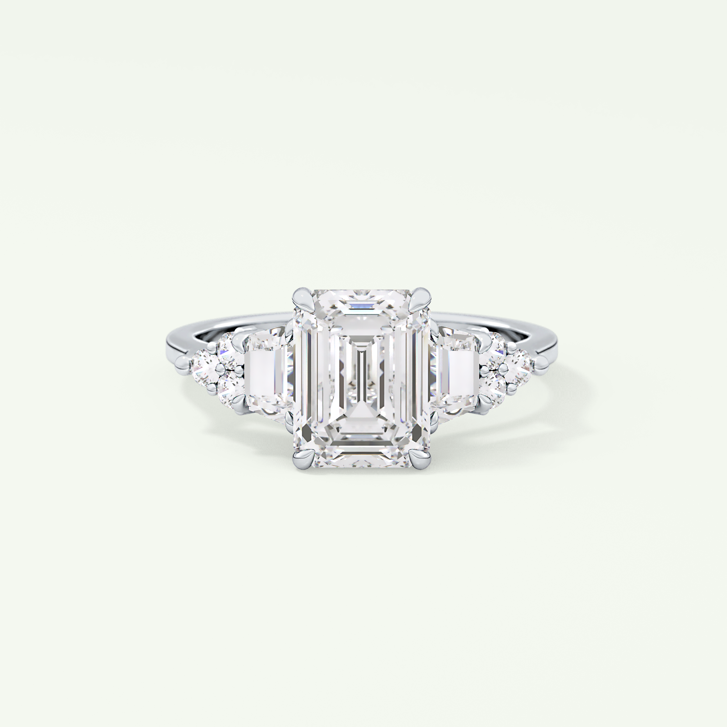 2.0 CT  Emerald Cut Cluster Style Lab Grown Diamond Engagement Ring