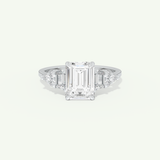 2.0 CT  Emerald Cut Cluster Style Moissanite Engagement Ring