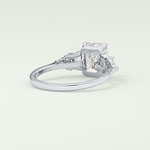 2.0 CT  Emerald Cut Cluster Style Lab Grown Diamond Engagement Ring