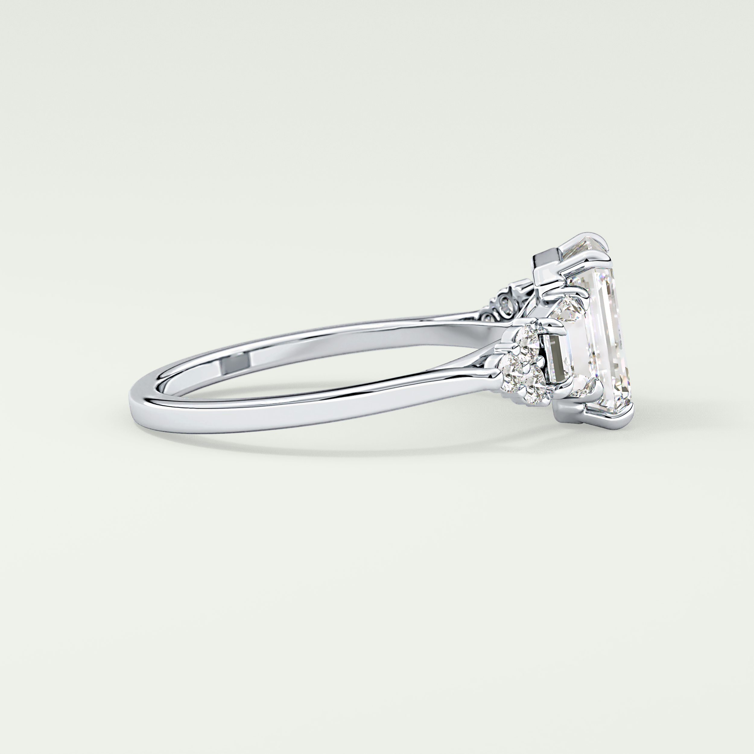 2.0 CT  Emerald Cut Cluster Style Lab Grown Diamond Engagement Ring