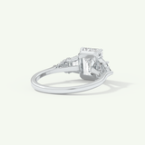 2.0 CT  Emerald Cut Cluster Style Moissanite Engagement Ring