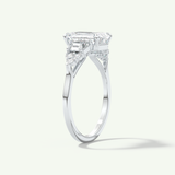 2.0 CT  Emerald Cut Cluster Style Moissanite Engagement Ring