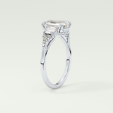2.0 CT  Emerald Cut Cluster Style Lab Grown Diamond Engagement Ring