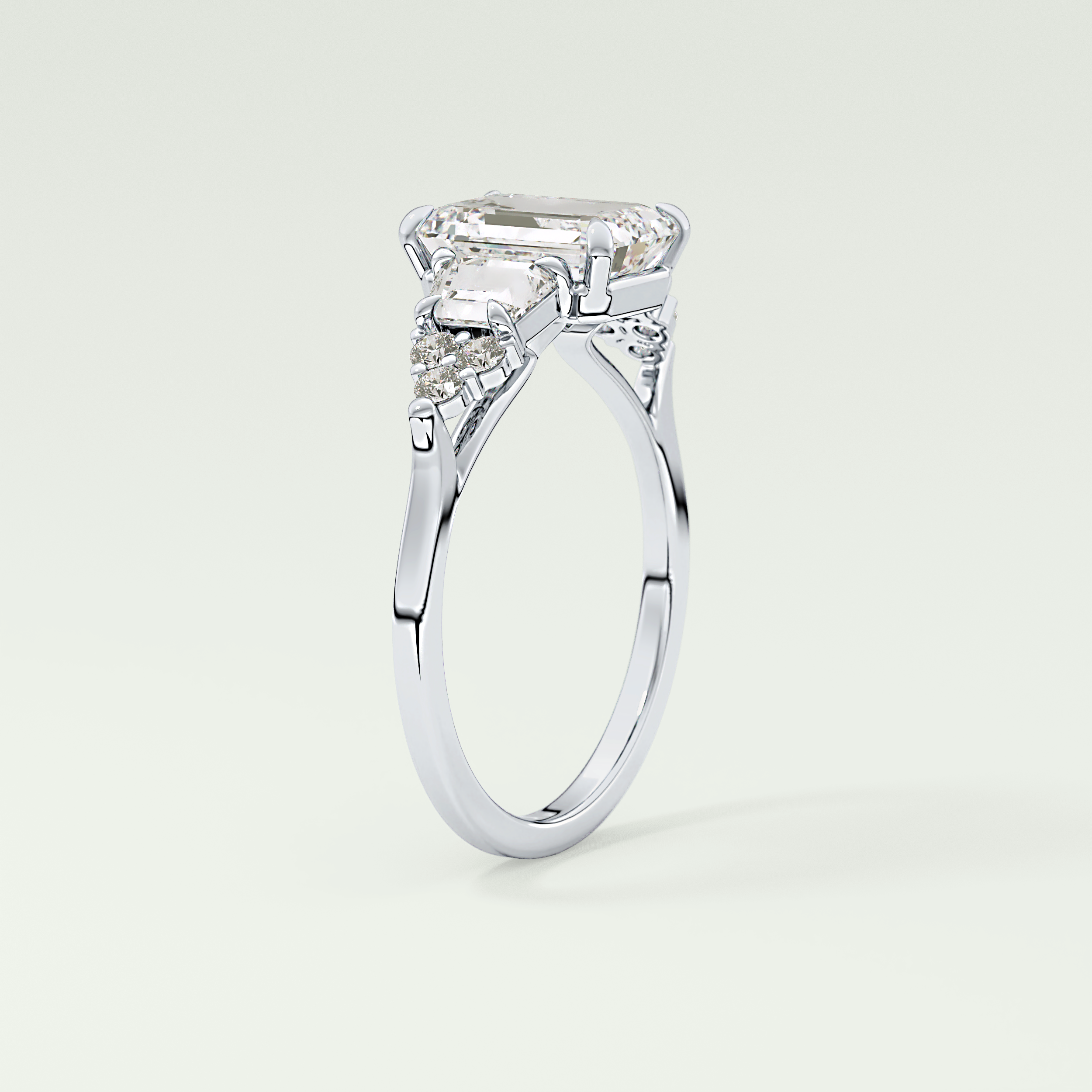 2.0 CT  Emerald Cut Cluster Style Lab Grown Diamond Engagement Ring
