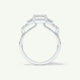 2.0 CT  Emerald Cut Cluster Style Moissanite Engagement Ring