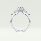 2.0 CT  Emerald Cut Cluster Style Lab Grown Diamond Engagement Ring