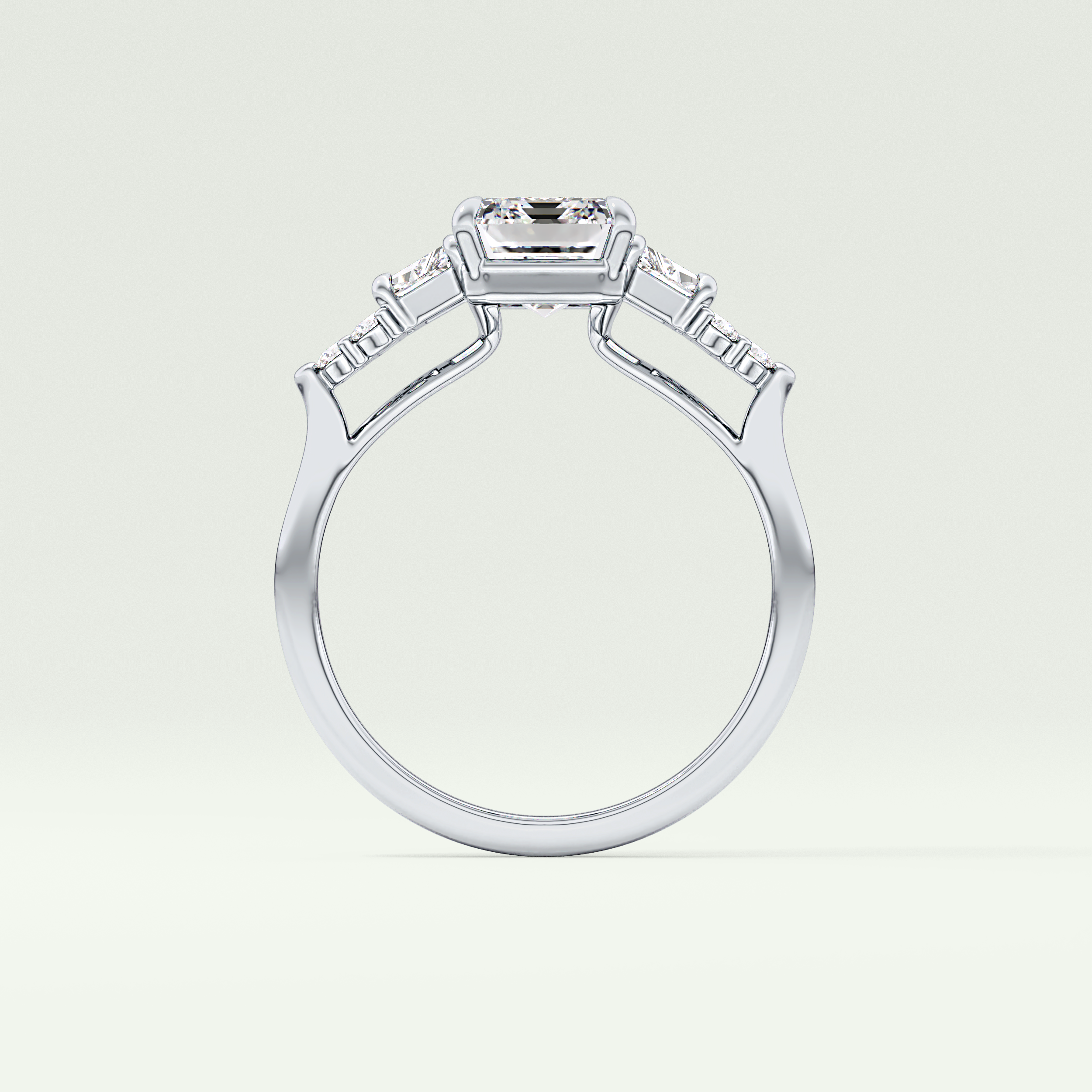 2.0 CT  Emerald Cut Cluster Style Lab Grown Diamond Engagement Ring