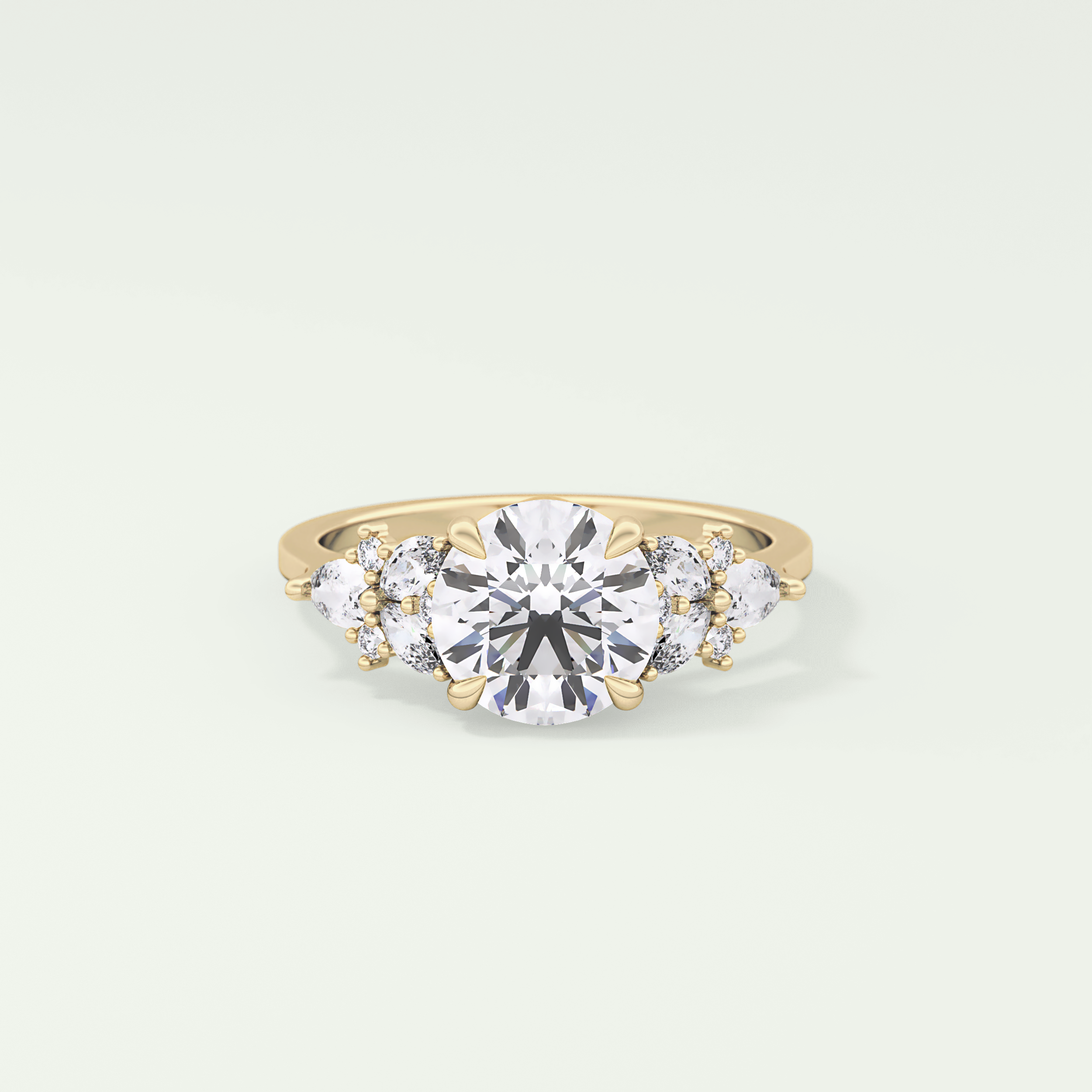2.0 CT Round Cut Cluster Style Lab Grown Diamond Engagement Ring