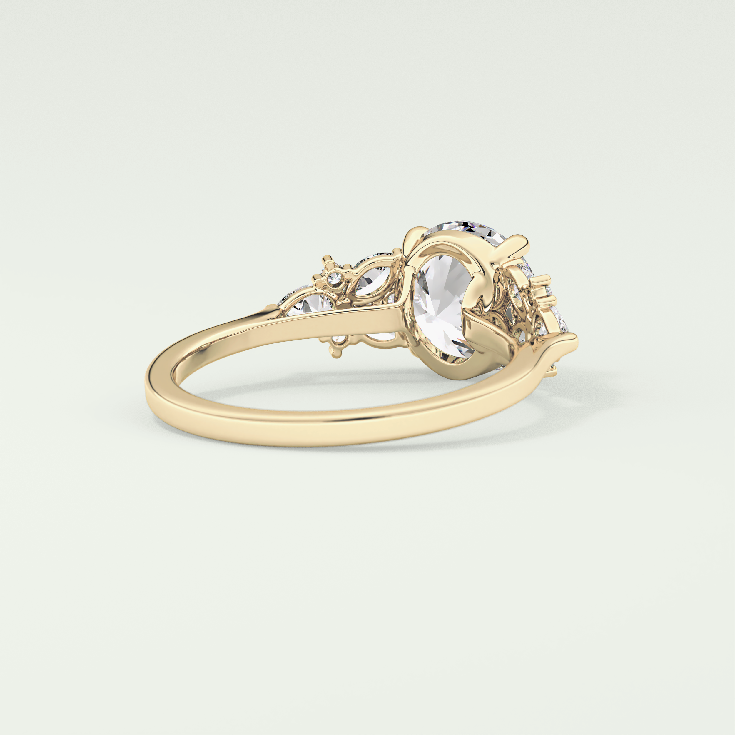 2.0 CT Round Cut Cluster Style Lab Grown Diamond Engagement Ring