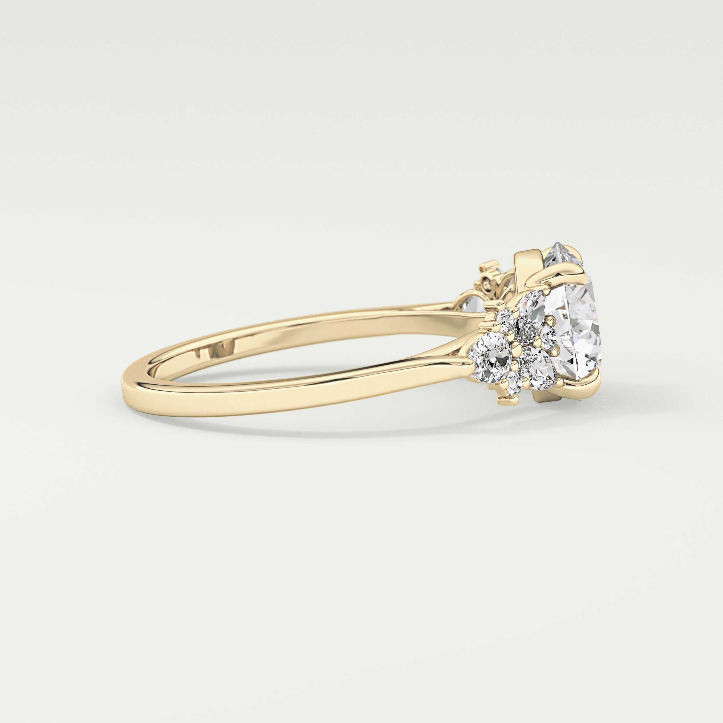 2.0 CT Round Cut Cluster Style Lab Grown Diamond Engagement Ring