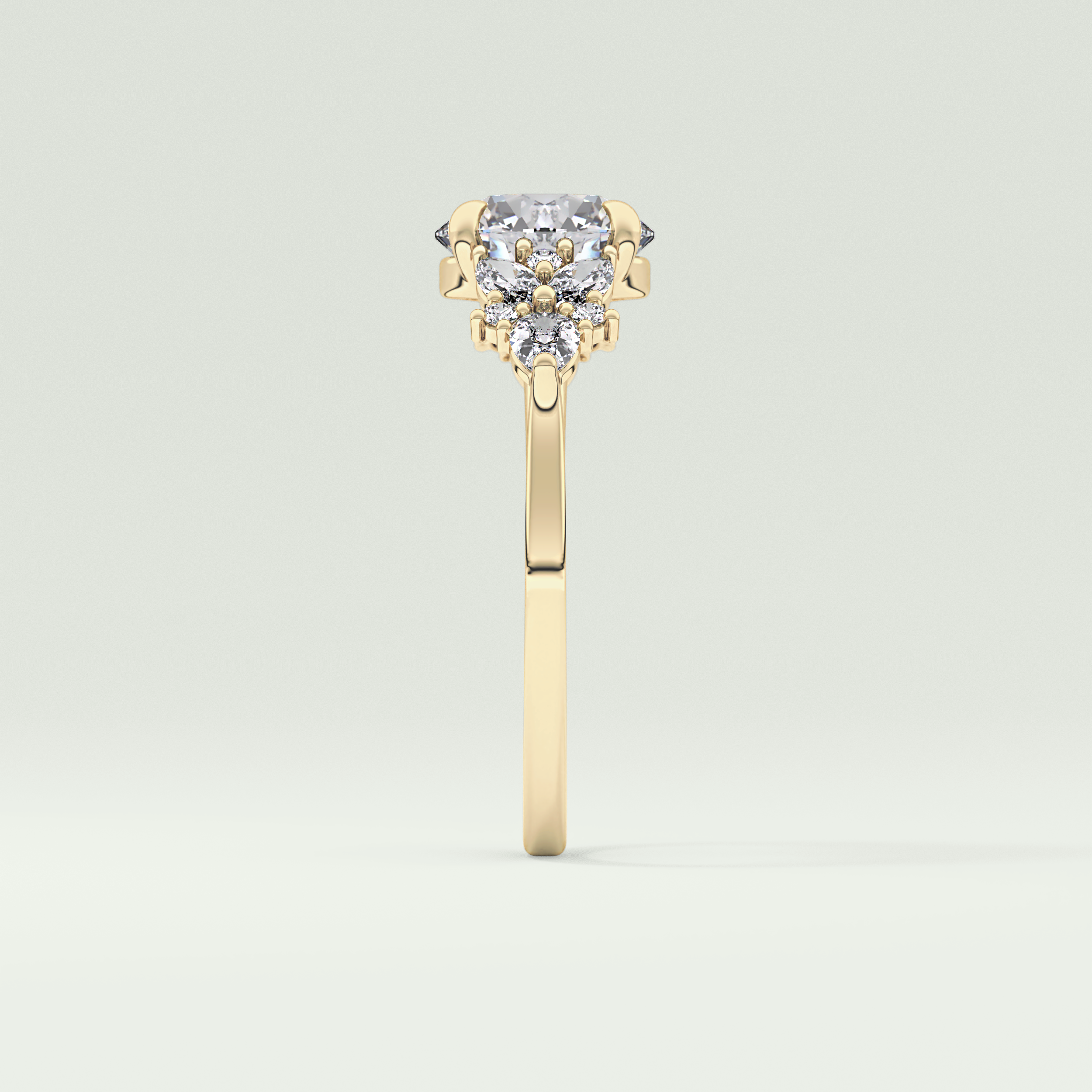 2.0 CT Round Cut Cluster Style Lab Grown Diamond Engagement Ring