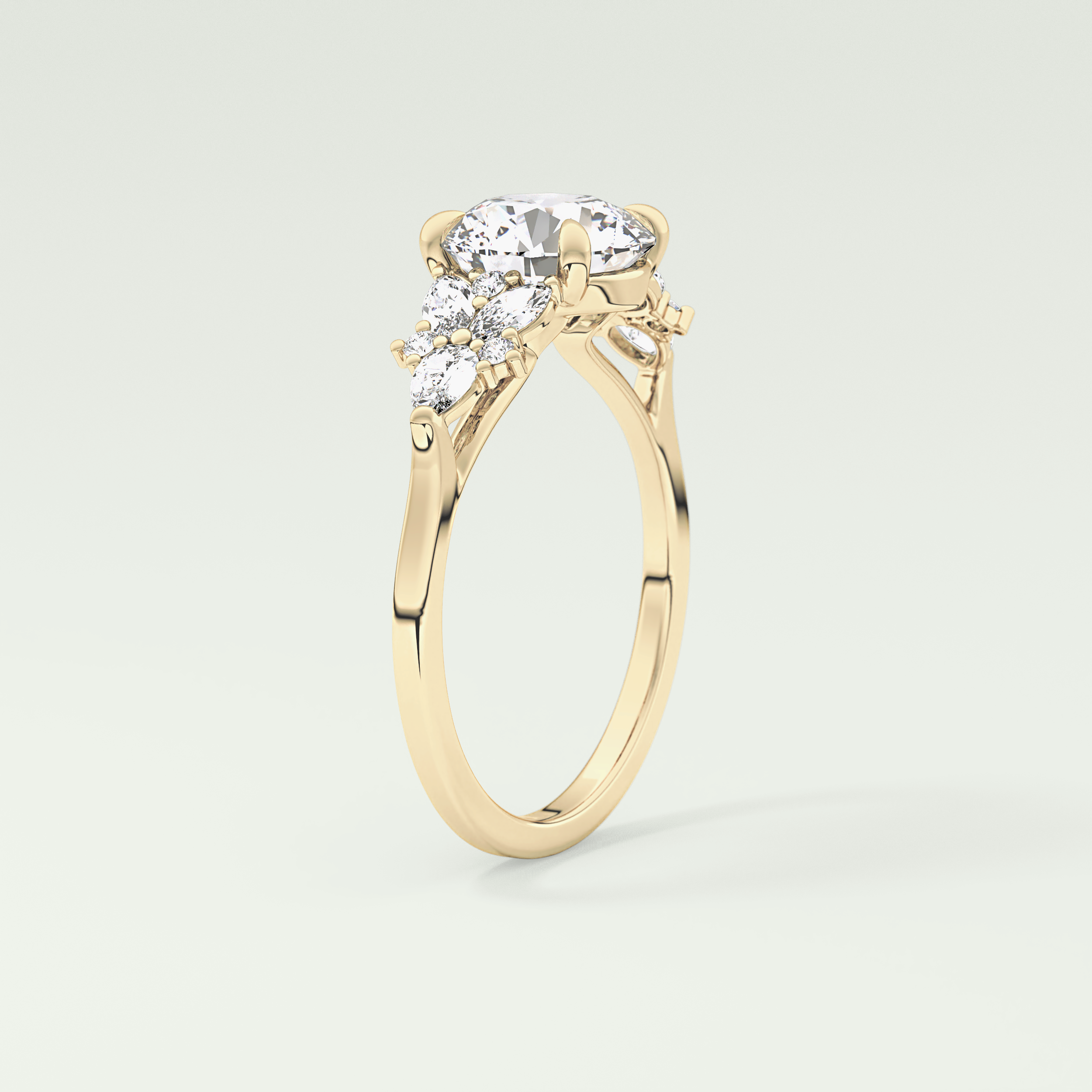 2.0 CT Round Cut Cluster Style Lab Grown Diamond Engagement Ring