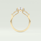2.0 CT Round Cut Cluster Style Lab Grown Diamond Engagement Ring