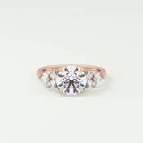 2.0 CT Round Cut Cluster Style Lab Grown Diamond Engagement Ring