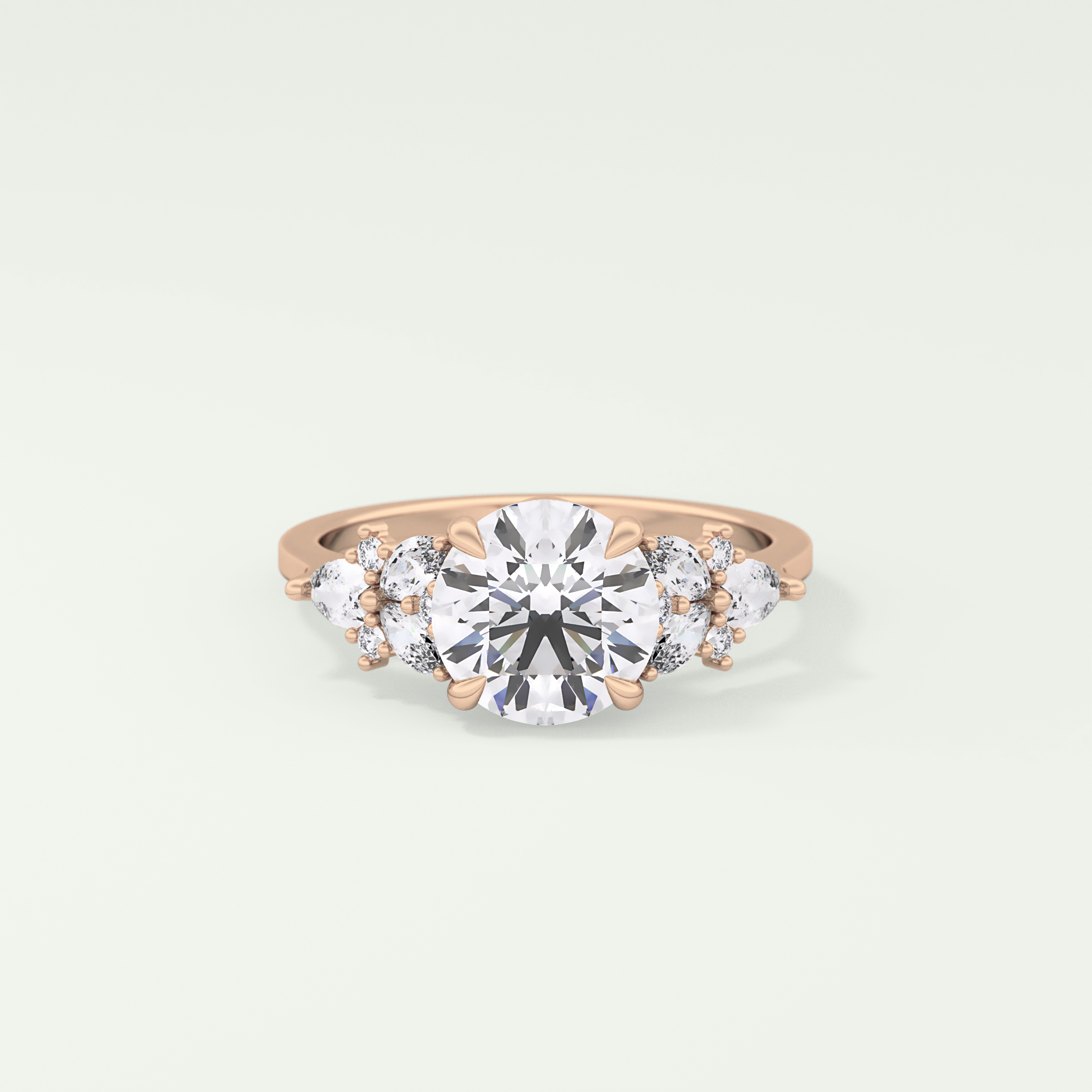 2.0 CT Round Cut Cluster Style Moissanite Engagement Ring