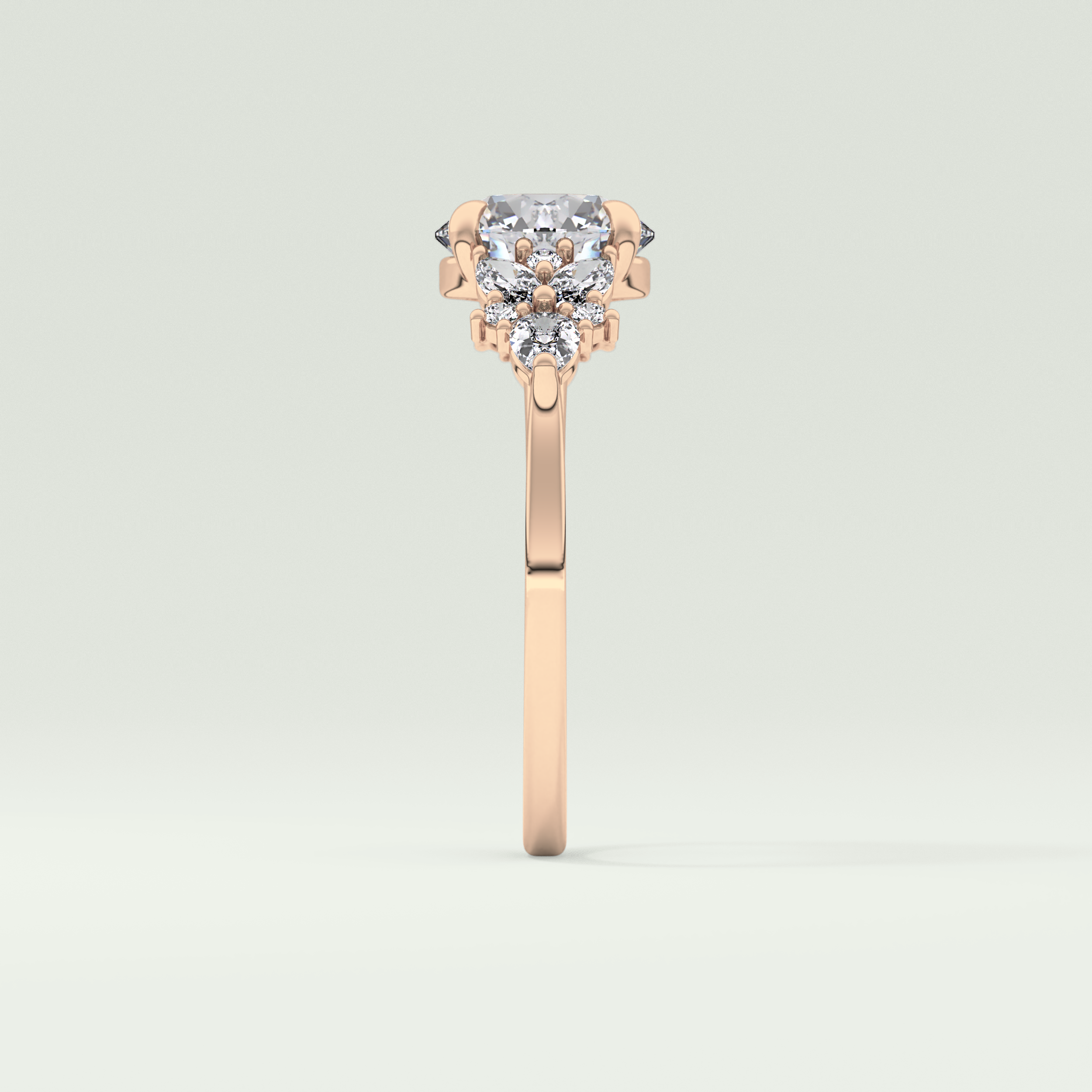 2.0 CT Round Cut Cluster Style Lab Grown Diamond Engagement Ring