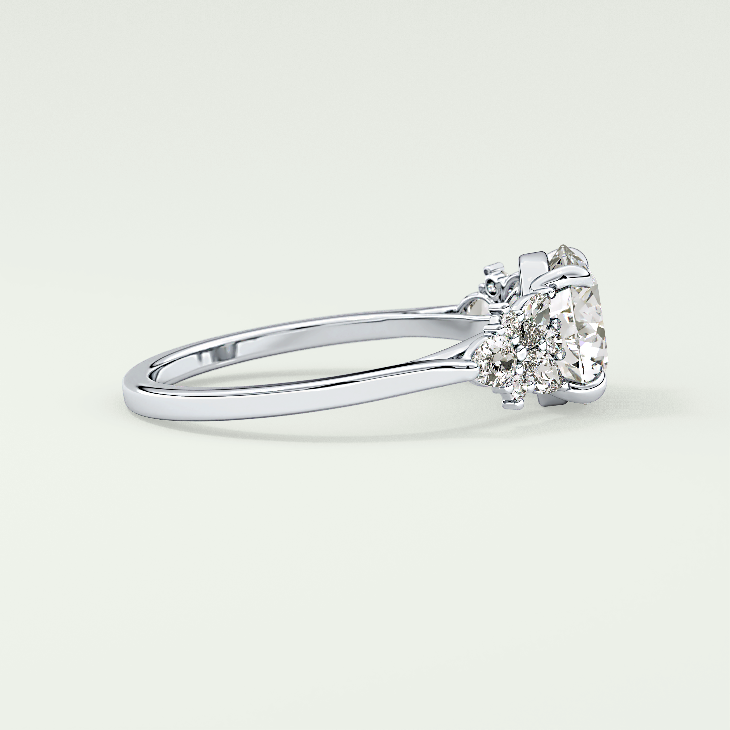 2.0 CT Round Cut Cluster Style Lab Grown Diamond Engagement Ring