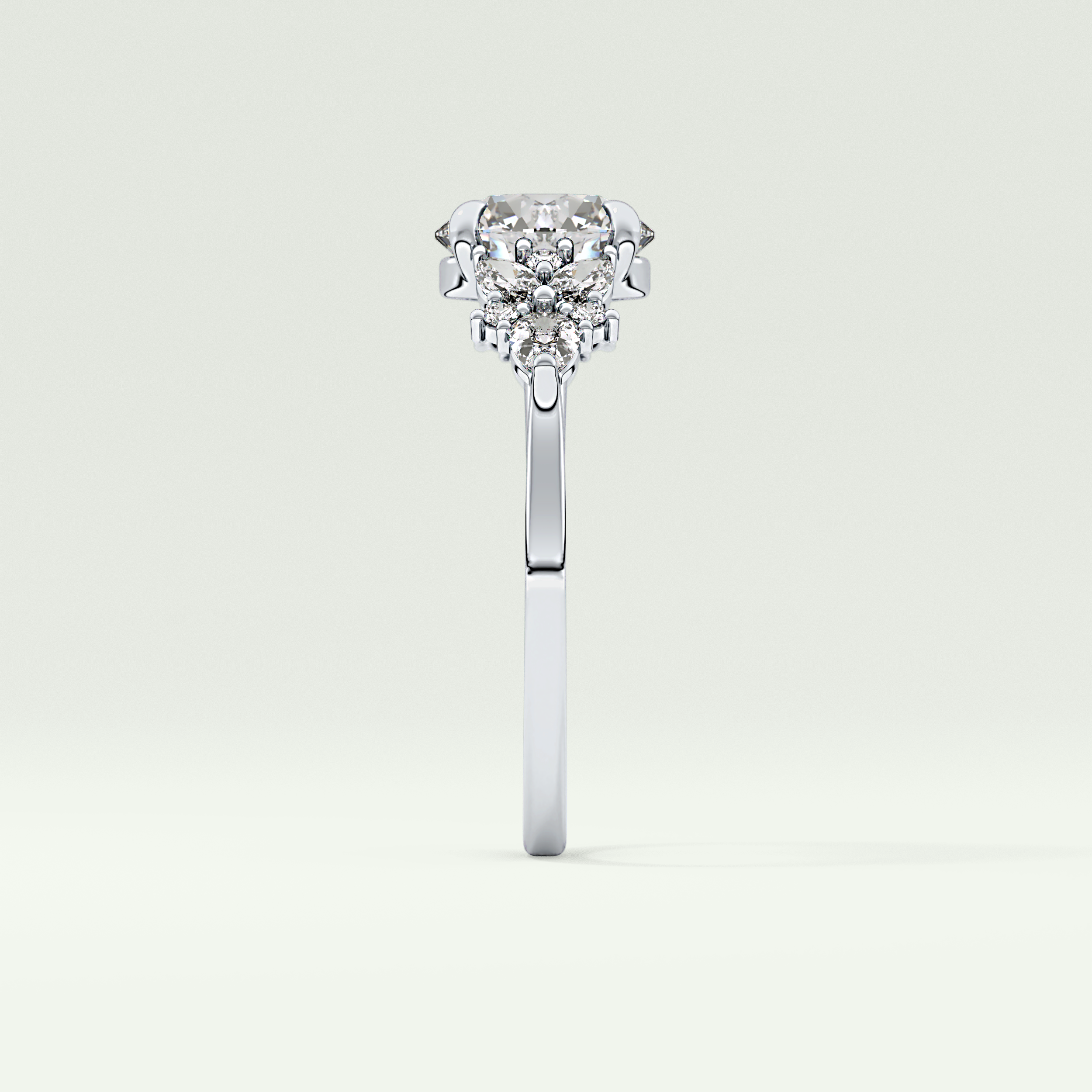 2.0 CT Round Cut Cluster Style Lab Grown Diamond Engagement Ring