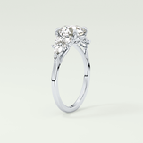 2.0 CT Round Cut Cluster Style Lab Grown Diamond Engagement Ring