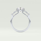 2.0 CT Round Cut Cluster Style Lab Grown Diamond Engagement Ring
