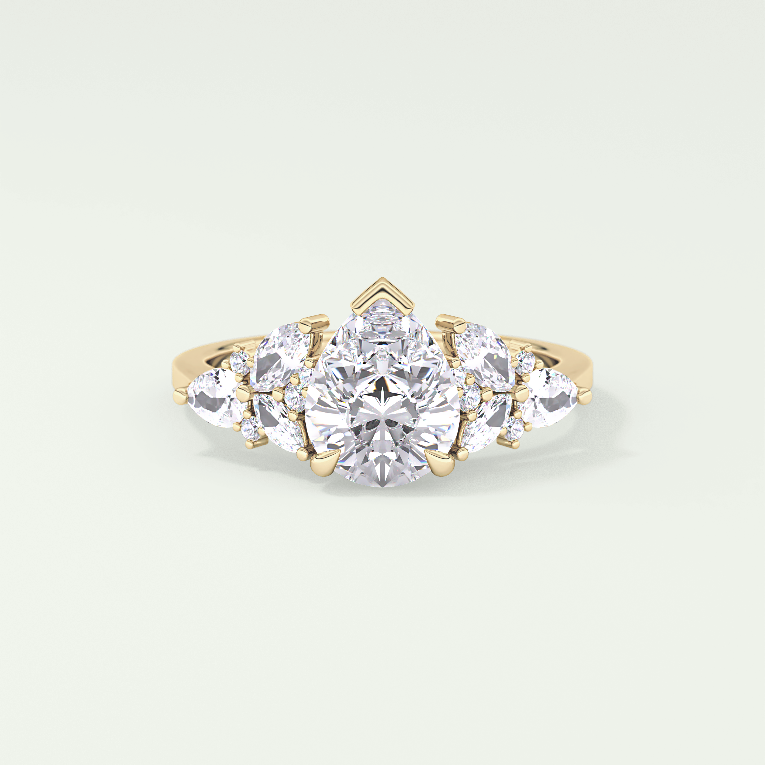 2.0 CT Pear Cut Cluster Moissanite Engagement Ring