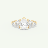 2.0 CT Pear Cut Cluster Lab-Grown Diamond Engagement Ring