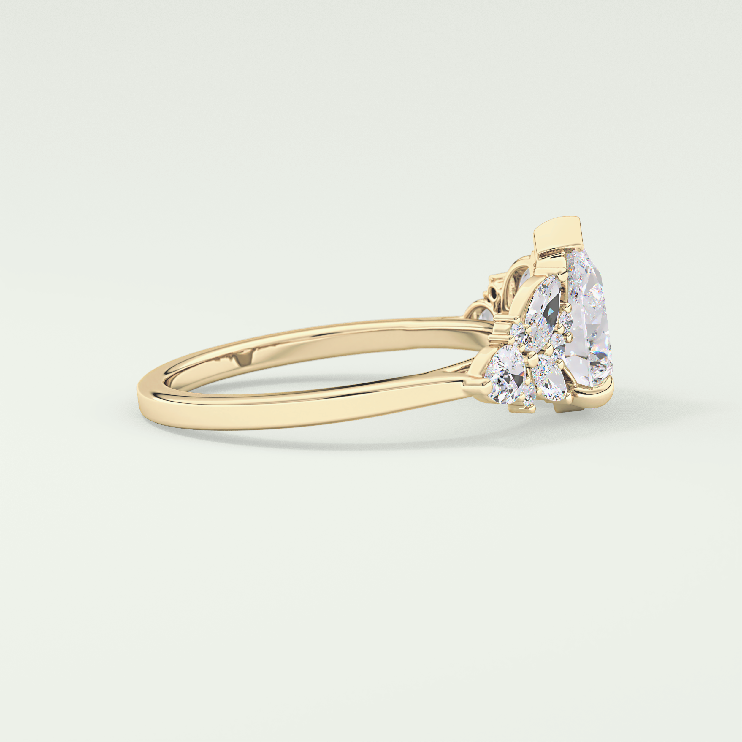 2.0 CT Pear Cut Cluster Moissanite Engagement Ring