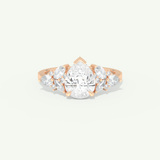 2.0 CT Pear Cut Cluster Moissanite Engagement Ring
