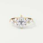 2.0 CT Princess Cut Cluster Style Moissanite Engagement Ring