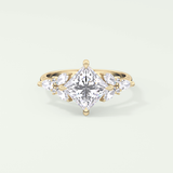 2.0 CT Princess Cut Cluster Style Moissanite Engagement Ring