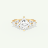 2.0 CT Princess Cut Cluster Lab-Grown Diamond Engagement Ring