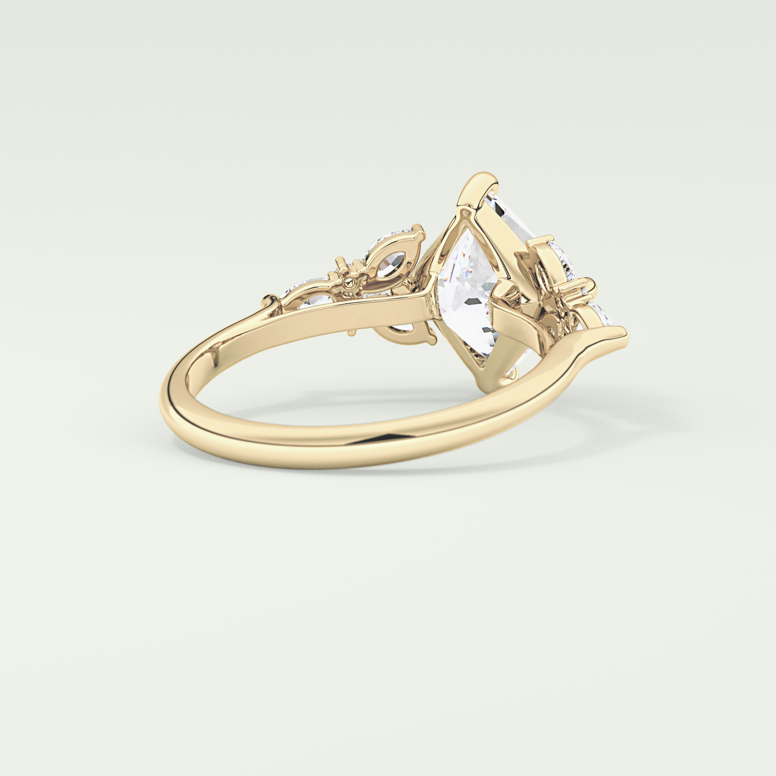 2.0 CT Princess Cut Cluster Style Moissanite Engagement Ring