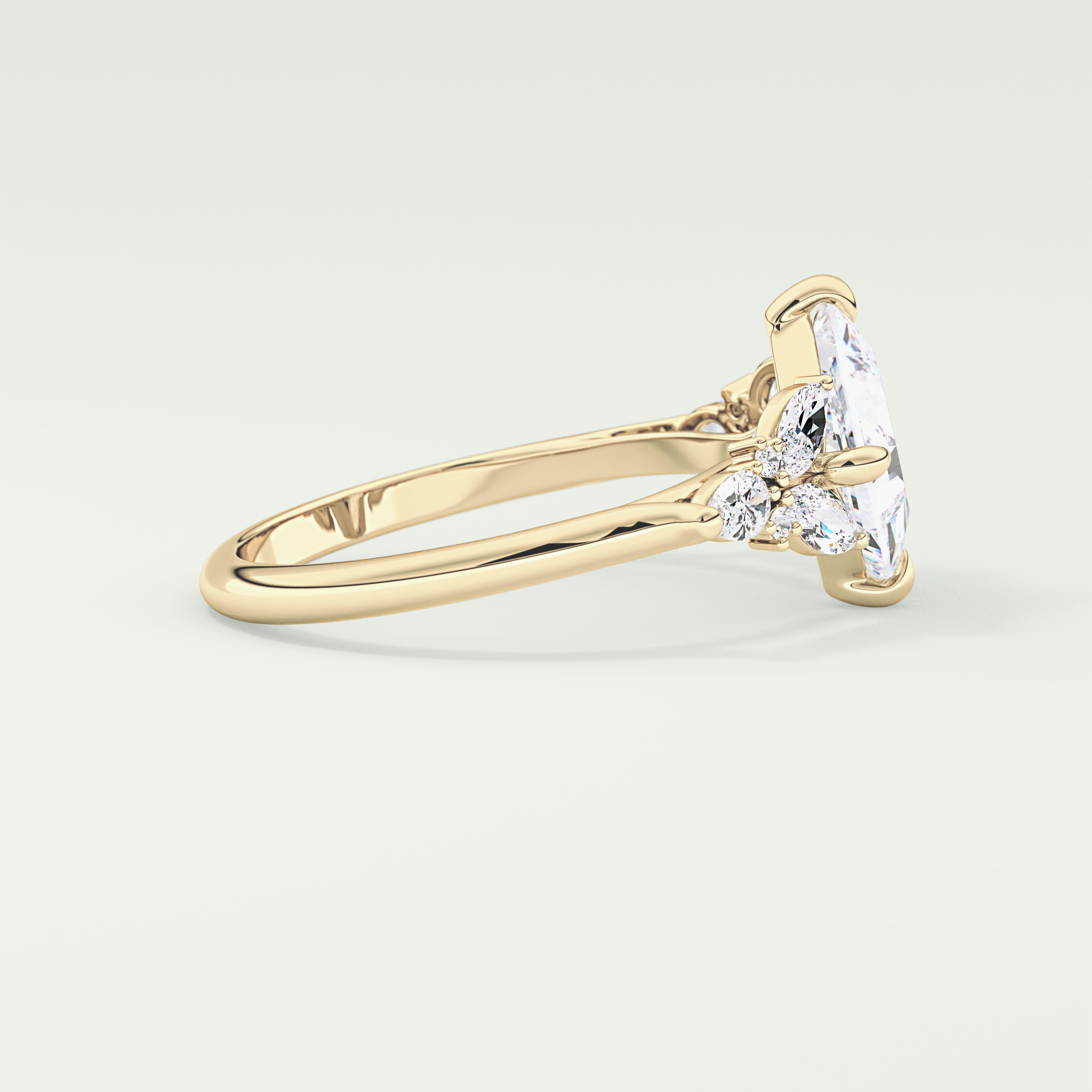 2.0 CT Princess Cut Cluster Style Moissanite Engagement Ring