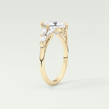 2.0 CT Princess Cut Cluster Style Moissanite Engagement Ring