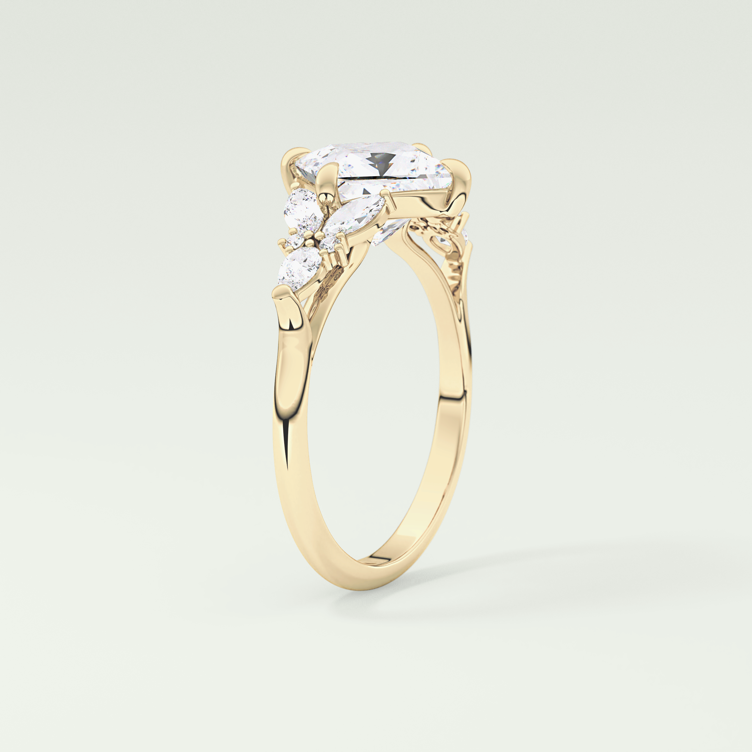 2.0 CT Princess Cut Cluster Style Moissanite Engagement Ring