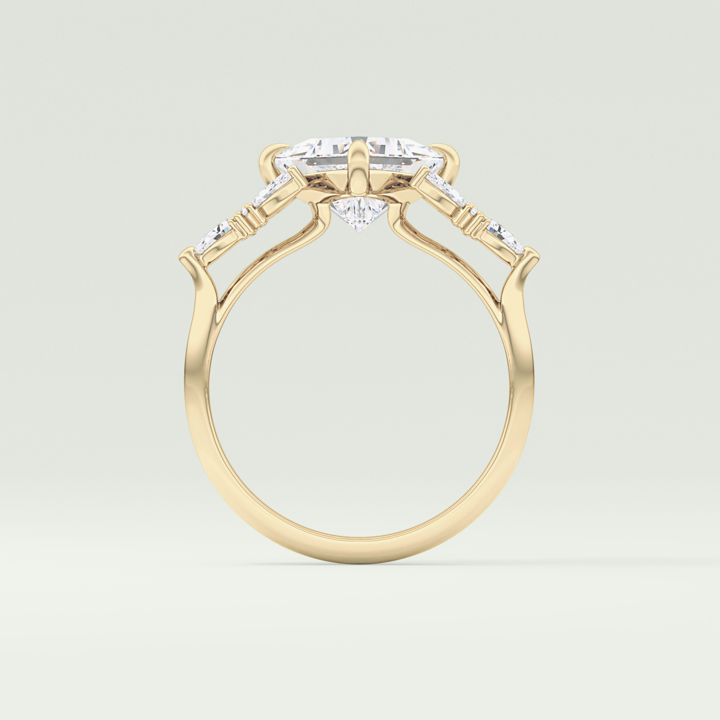 2.0 CT Princess Cut Cluster Style Moissanite Engagement Ring