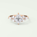 2.0 CT Princess Cut Cluster Style Moissanite Engagement Ring
