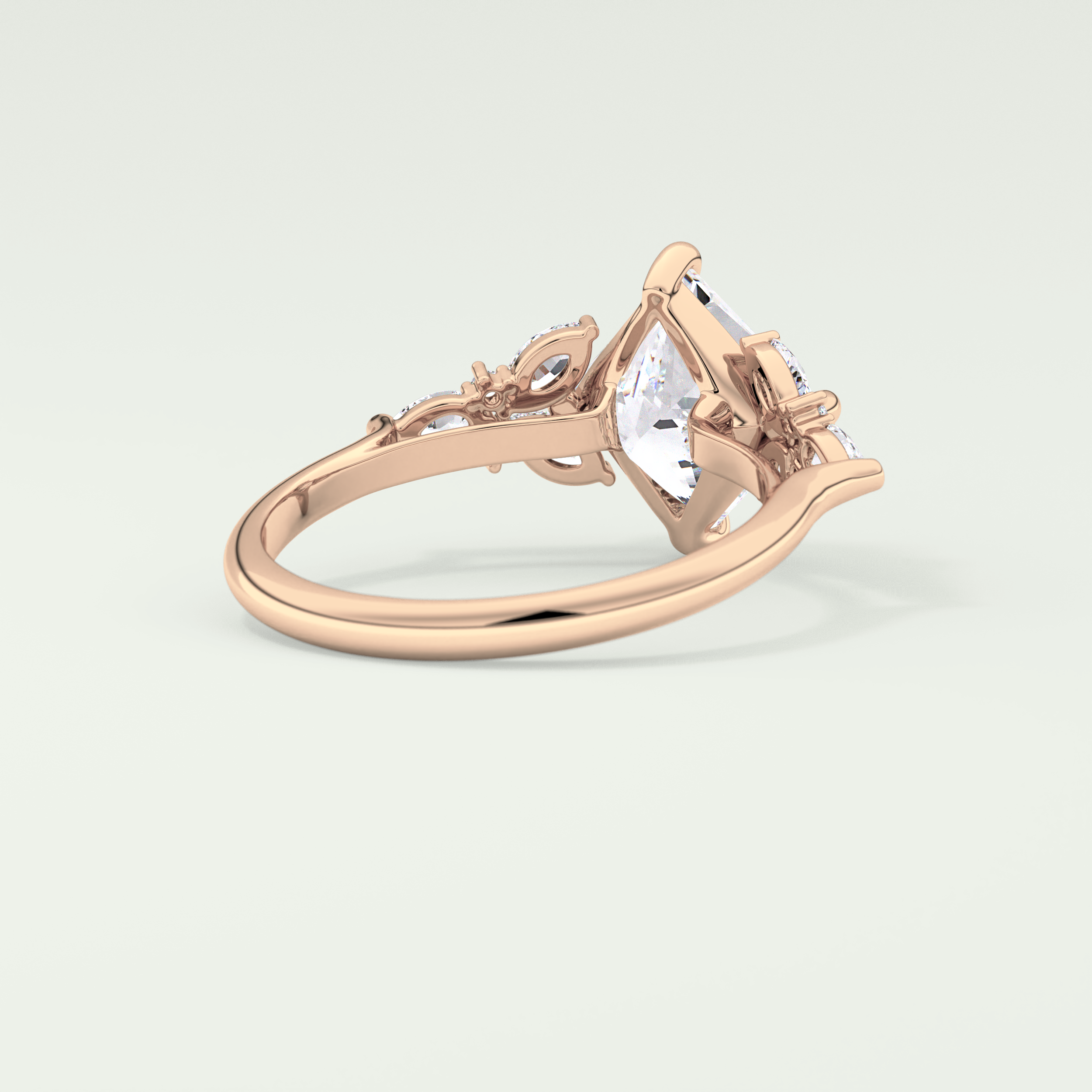 2.0 CT Princess Cut Cluster Style Moissanite Engagement Ring