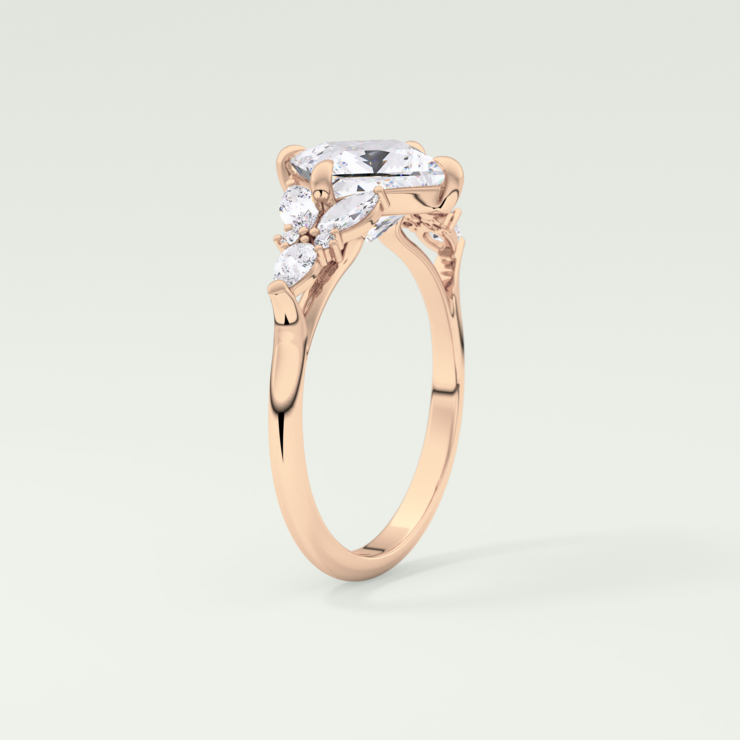 2.0 CT Princess Cut Cluster Style Moissanite Engagement Ring