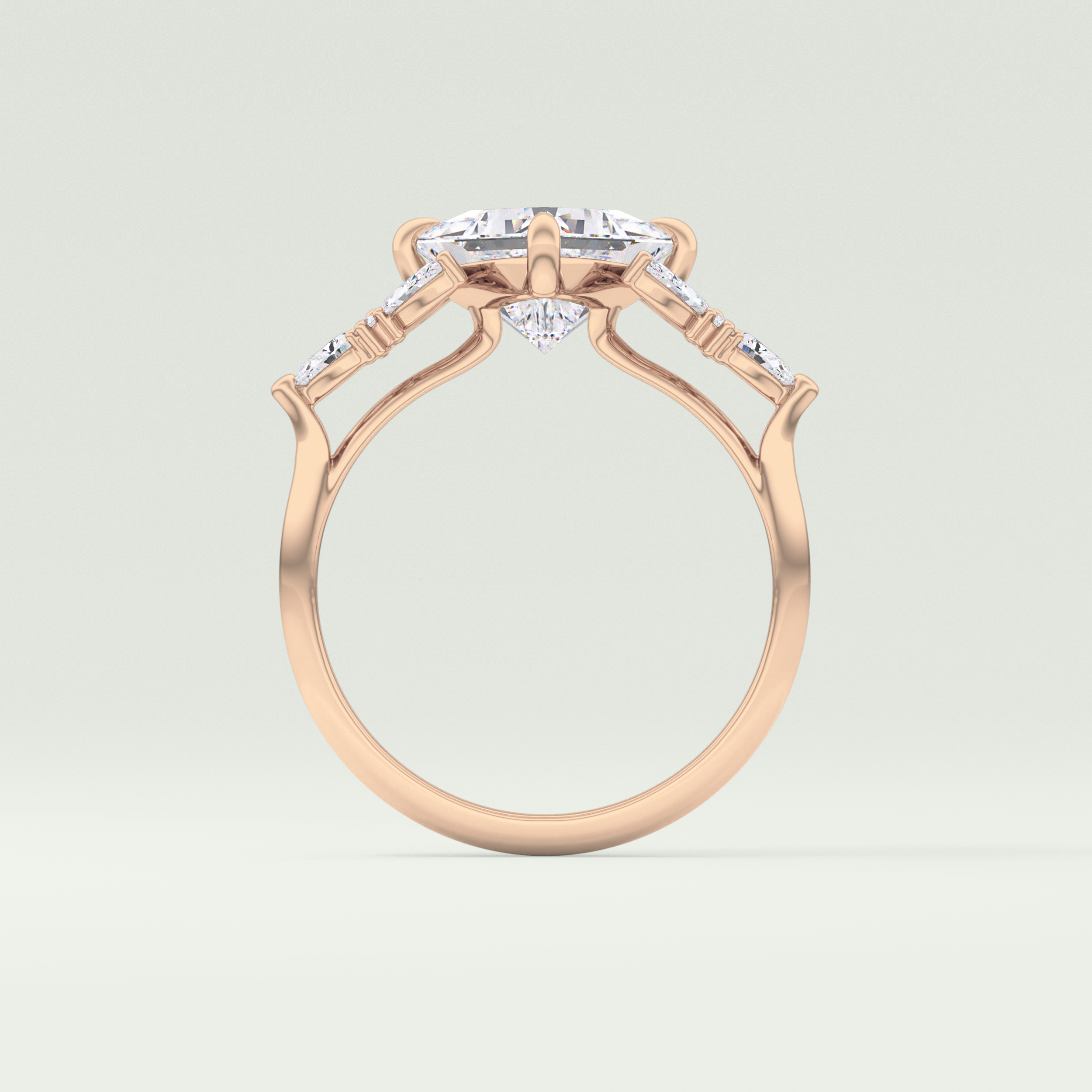 2.0 CT Princess Cut Cluster Style Moissanite Engagement Ring