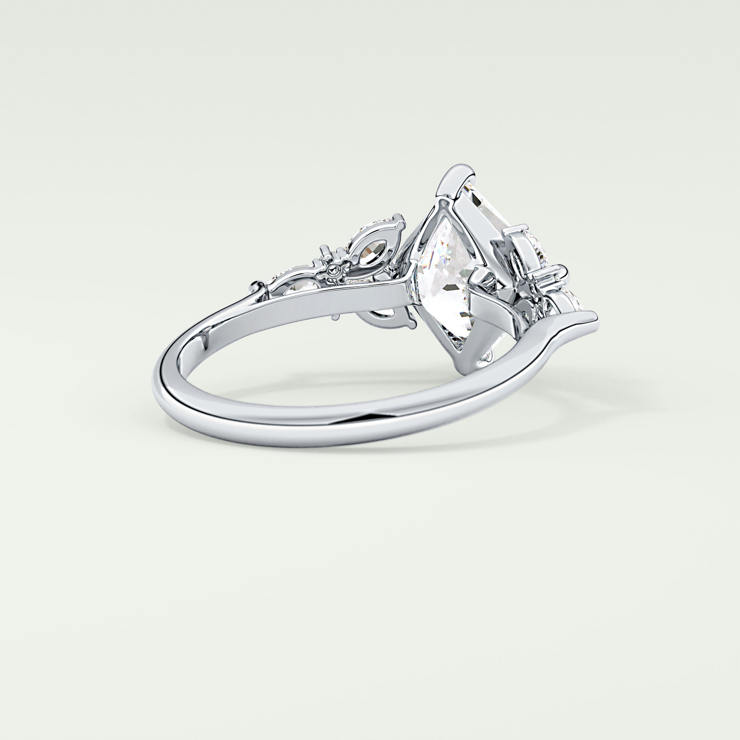 2.0 CT Princess Cut Cluster Style Moissanite Engagement Ring