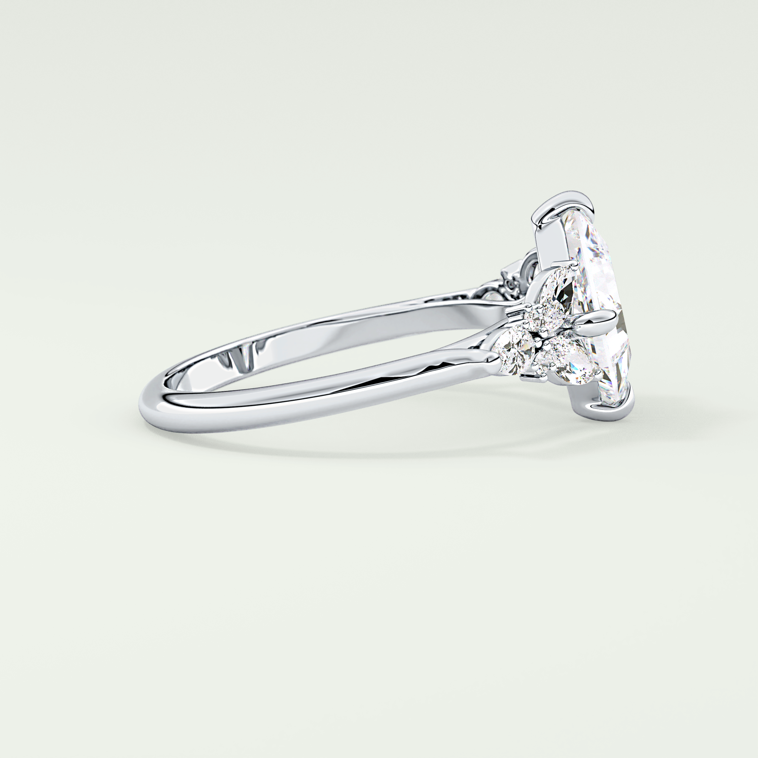 2.0 CT Princess Cut Cluster Style Moissanite Engagement Ring