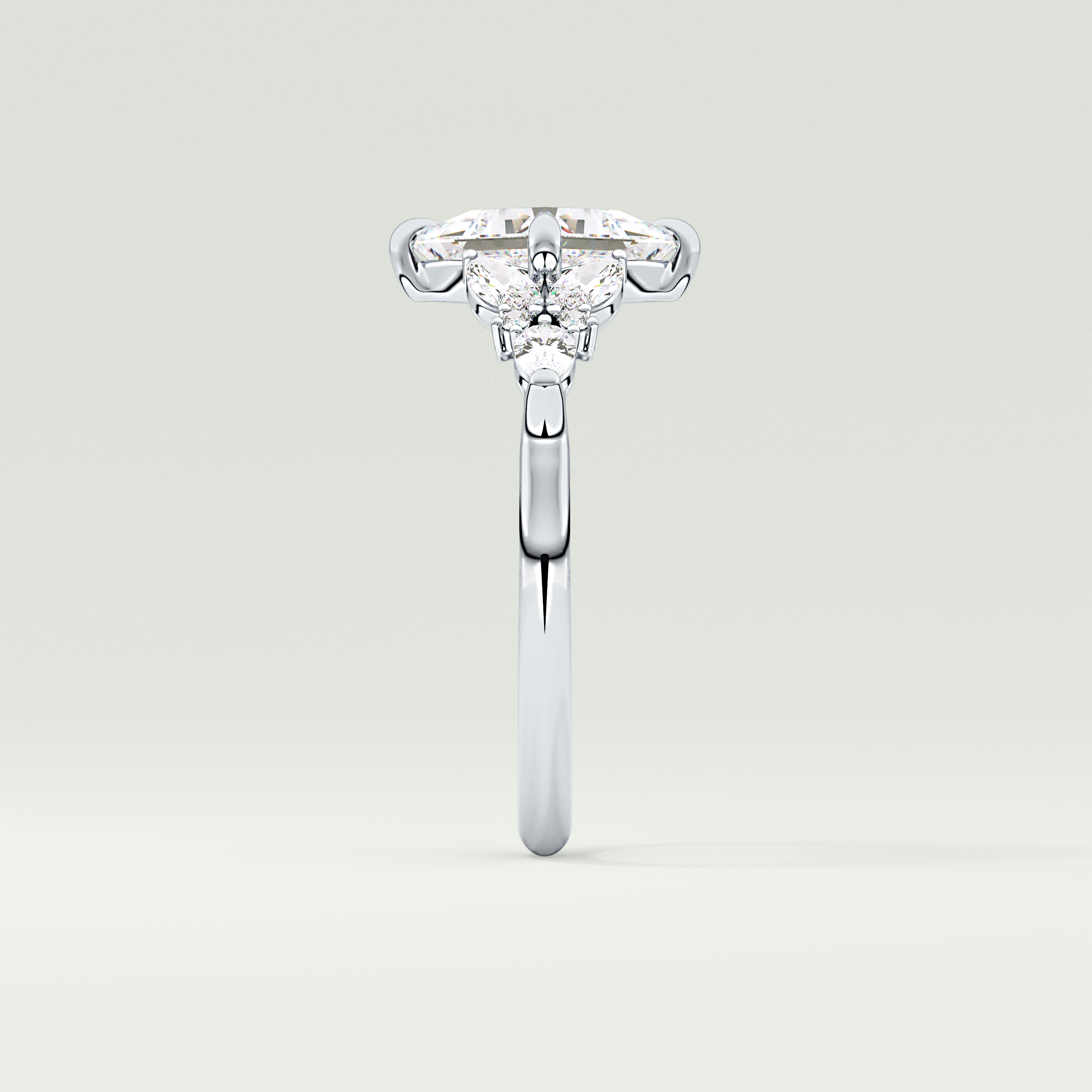 2.0 CT Princess Cut Cluster Style Moissanite Engagement Ring