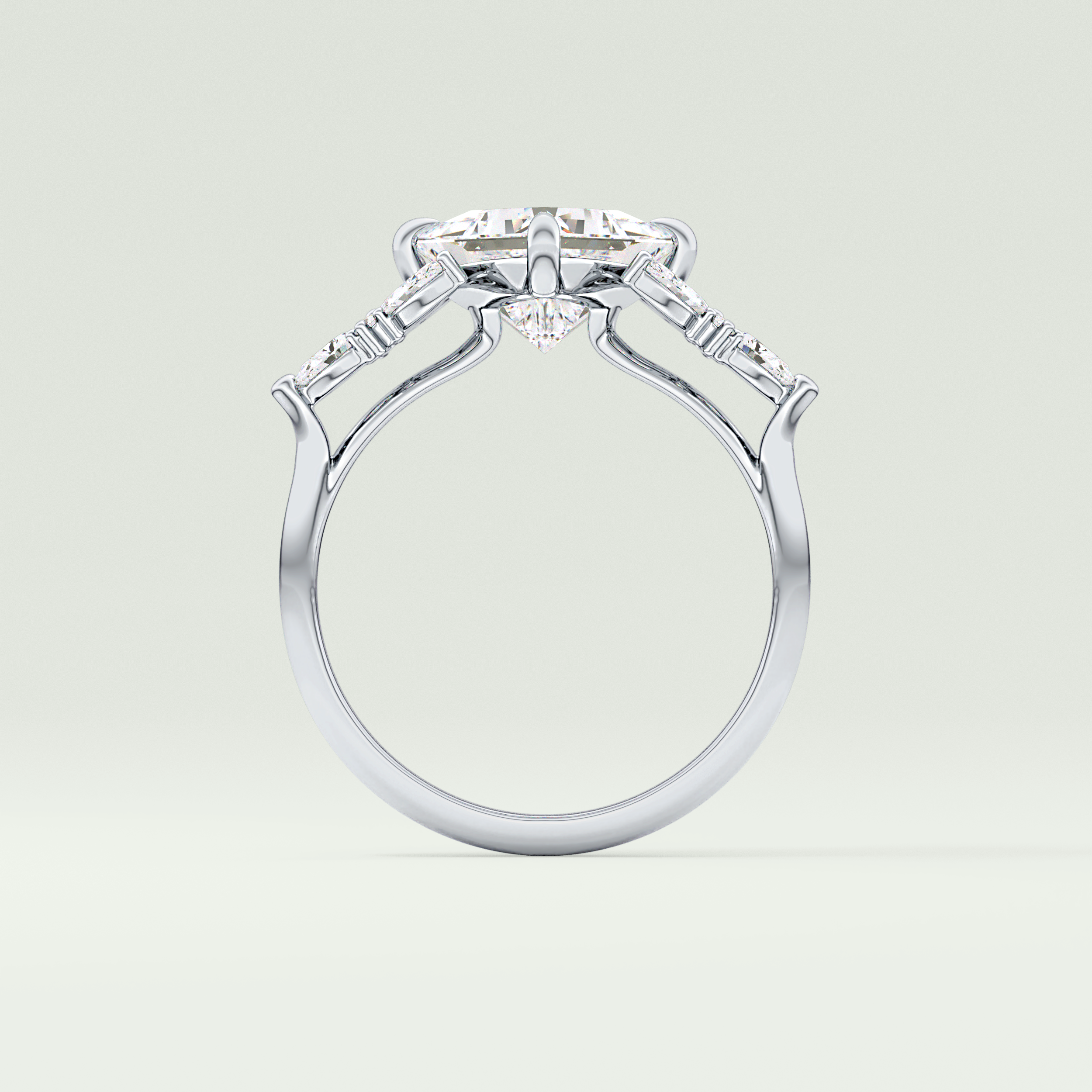 2.0 CT Princess Cut Cluster Style Moissanite Engagement Ring