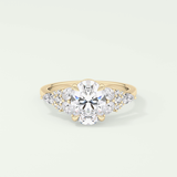 2.0 CT Oval Cut Cluster Lab Grown Diamond Engagement Ring