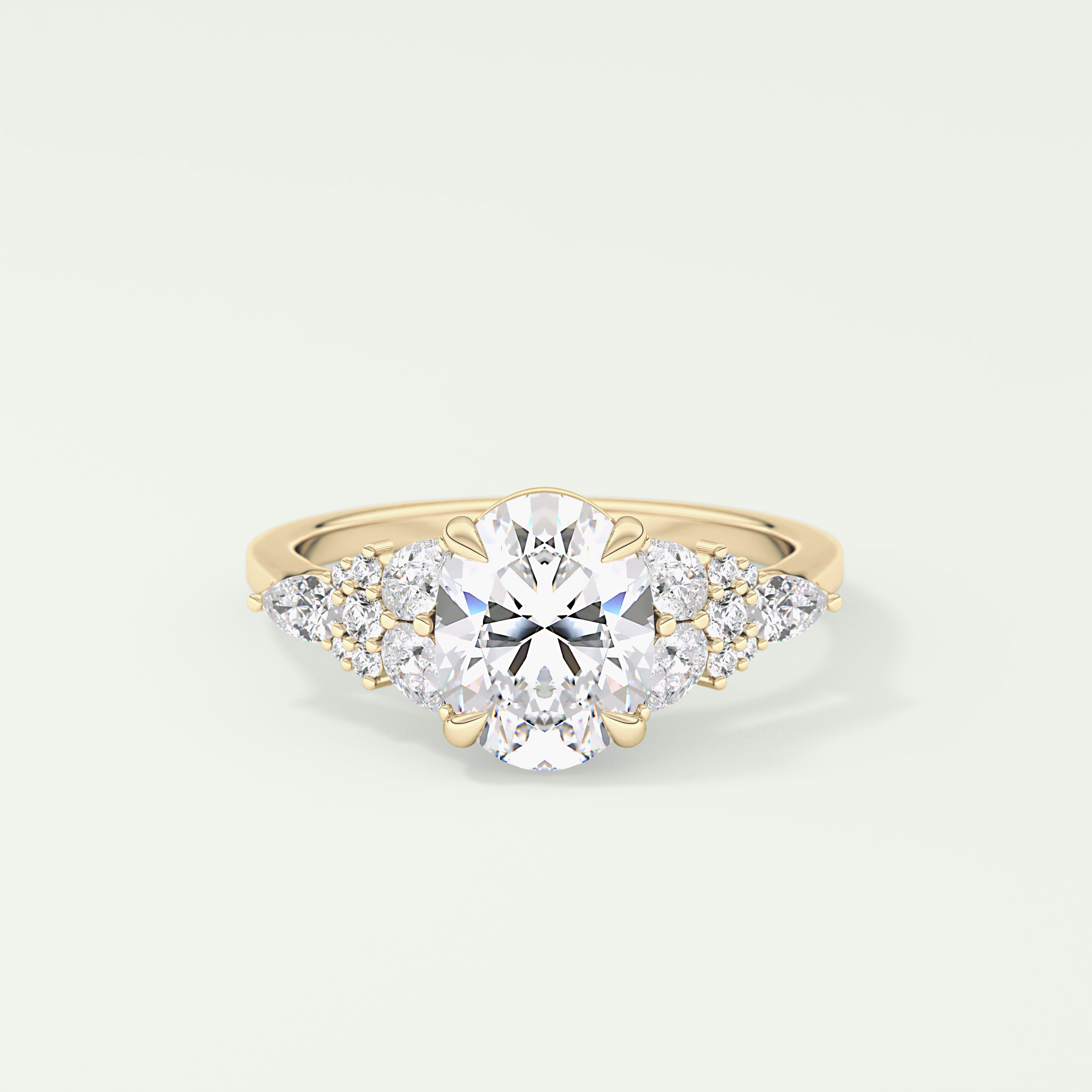 2.0 CT Oval Cut Cluster Lab Grown Diamond Engagement Ring