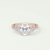 2.0 CT Oval Cut Cluster Lab Grown Diamond Engagement Ring
