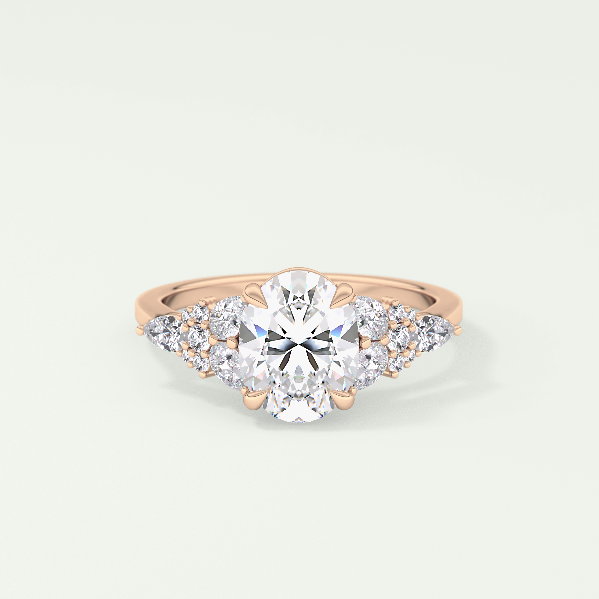 2.0 CT Oval Cut Cluster Lab Grown Diamond Engagement Ring